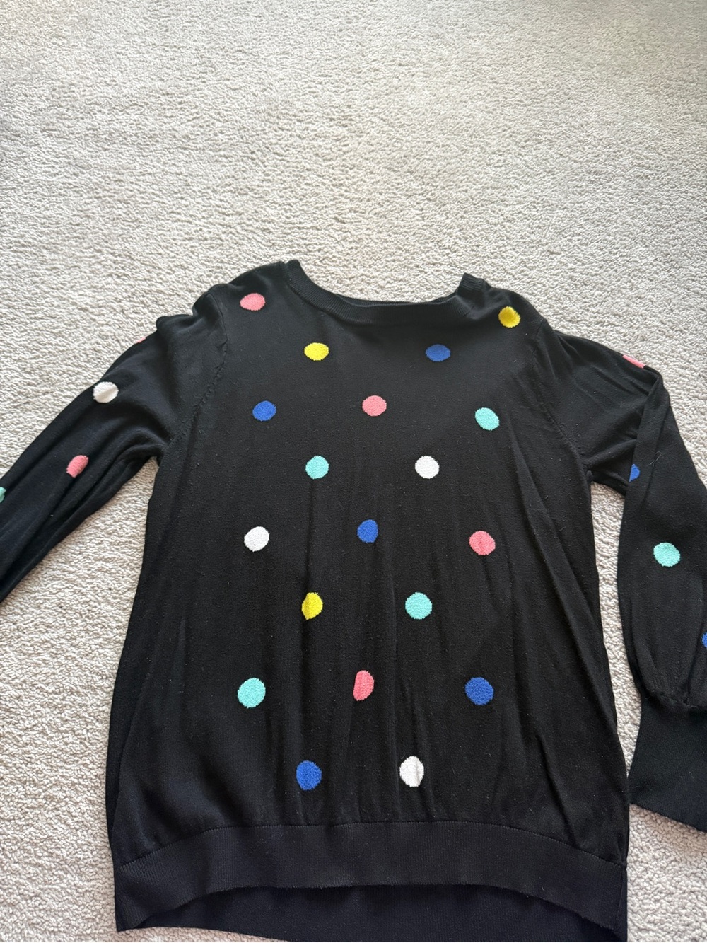 New York & Company Black Polka Dot Crewneck Sweater